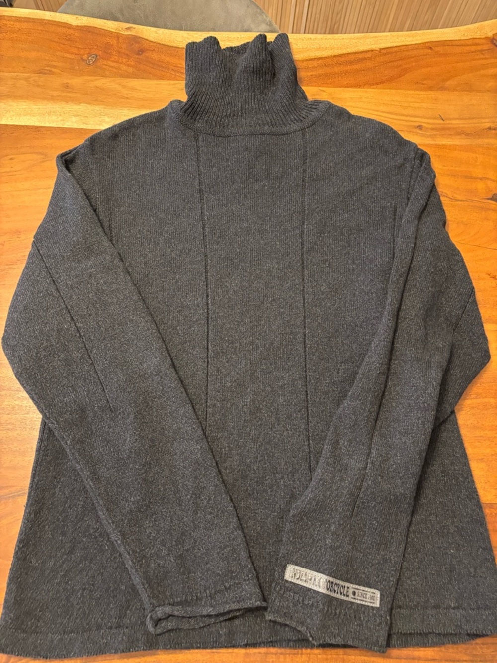 Men's Charcoal Turtleneck Knit Sweater. Indian motorcycle brand. Men’s small.